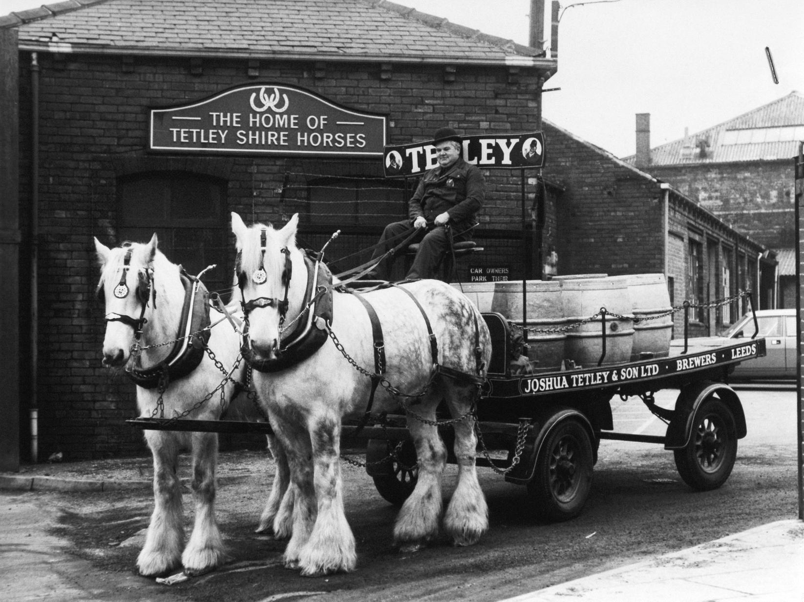 Joshua Tetley bought William Sykess Hunslet brewery in Leeds for 400 in 1822. The only way to deliver the beer was by horse and cart. They kept up to 120 horses and these were still working right up to 2006.