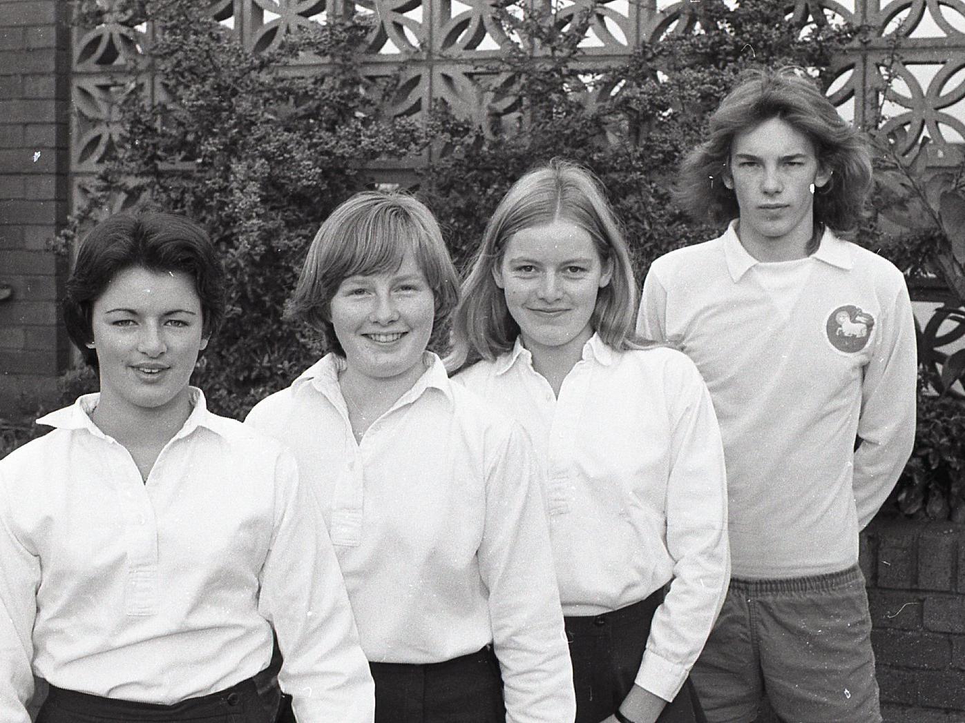 Three Tuson College girls have been picked for the Lancashire under 19s hockey team for a match against Cheshire. They are (from left) Louise Fleuriot, Alison Warner and Felicity Gibbins. Paul Clayton (right), 18, has been picked for the county junior soccer team to play Cheshire next week