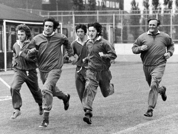 Manager Don Revie (right) taking a training session with his players in 1972.