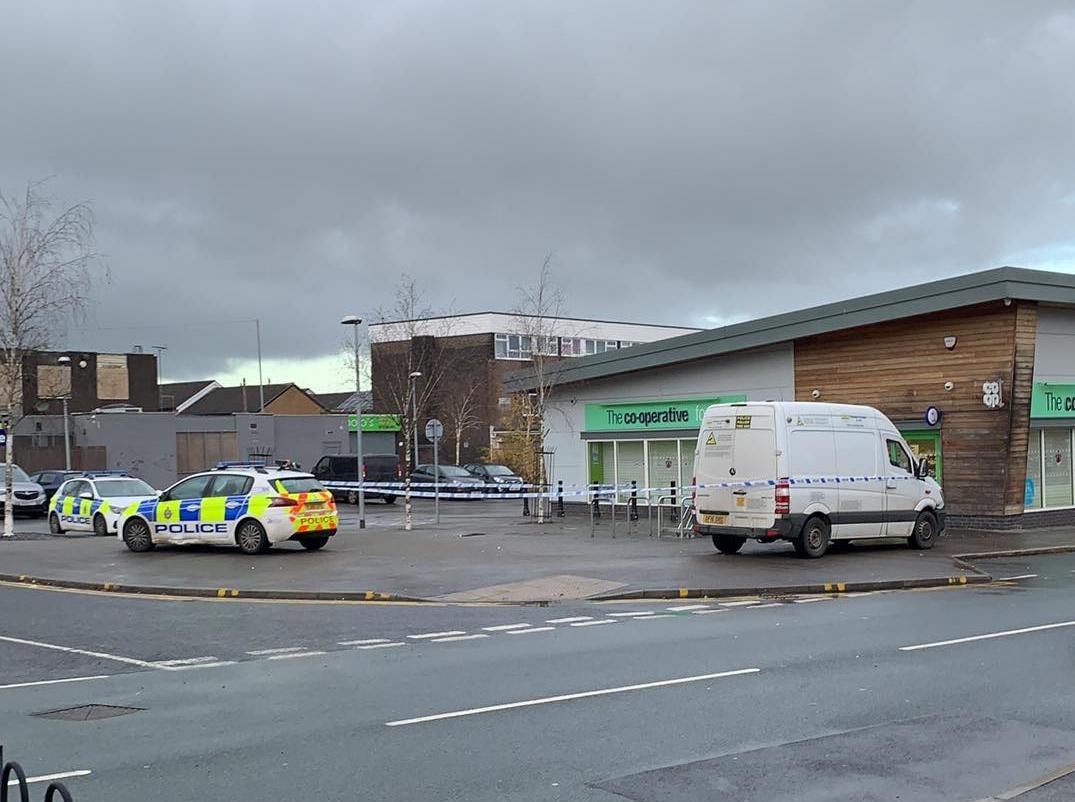 A police cordon is in place and the Co-op is closed until further notice