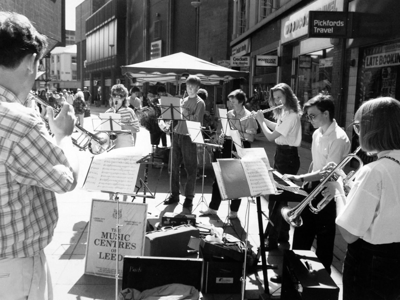 The shopping precincts of Leeds were alive with the sound of music when dozens of musicians took to the streets for a 'busking day'.