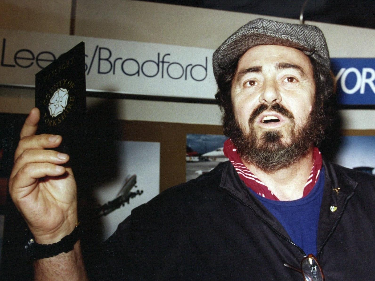 Opera legend Pavarotti was given a Yorkshire passport when he arrived at Leeds and Bradford Airport.