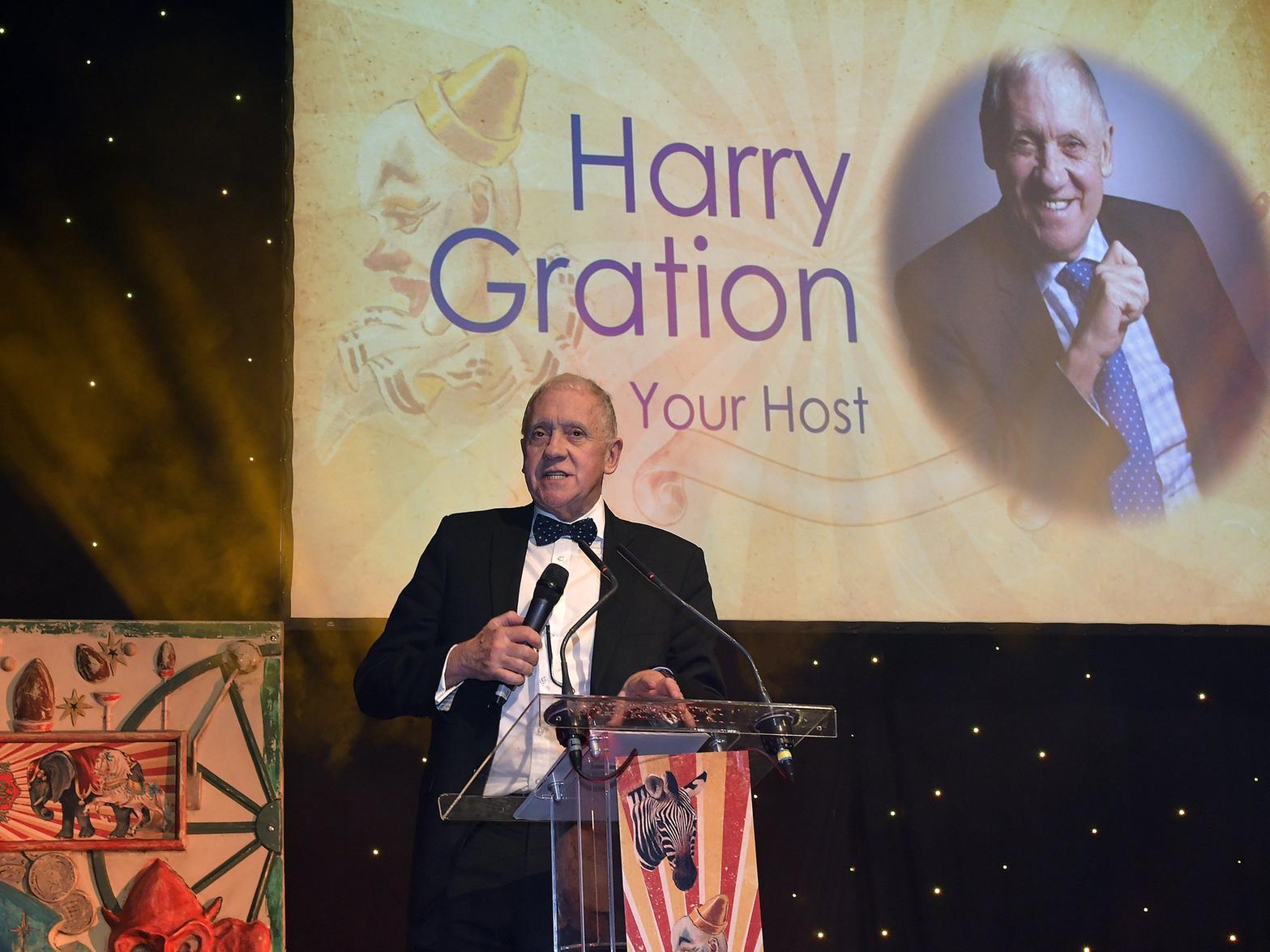 Host Harry Gration on the stage.