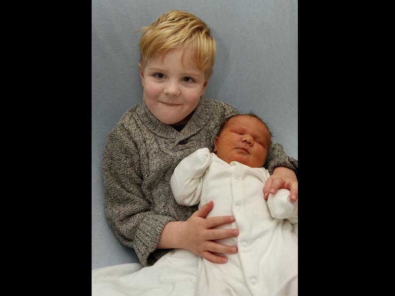 Beatrix May, born November 9 at 8.05am, weighing 9lb 12oz, to parents Lucy Parkinson-Clegg and James Clegg from Lostock, pictured with brother Jack