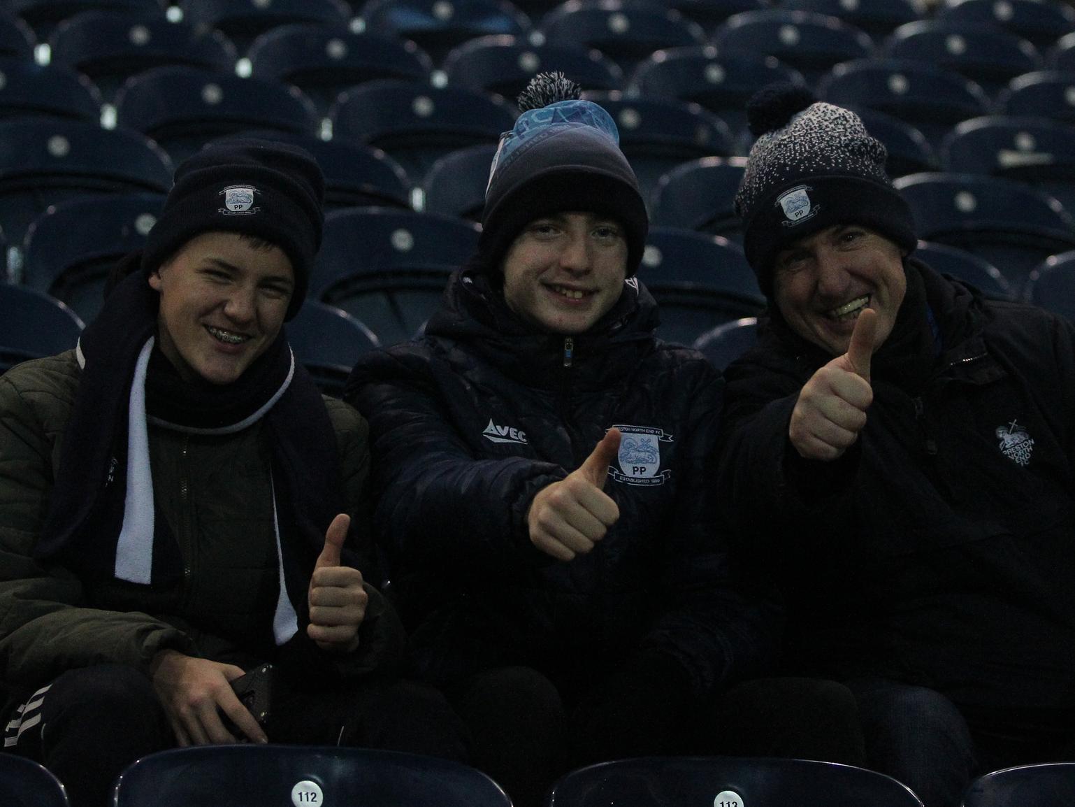 These three fans were in a positive mood ahead of the big televised game against West Bromwich Albion.