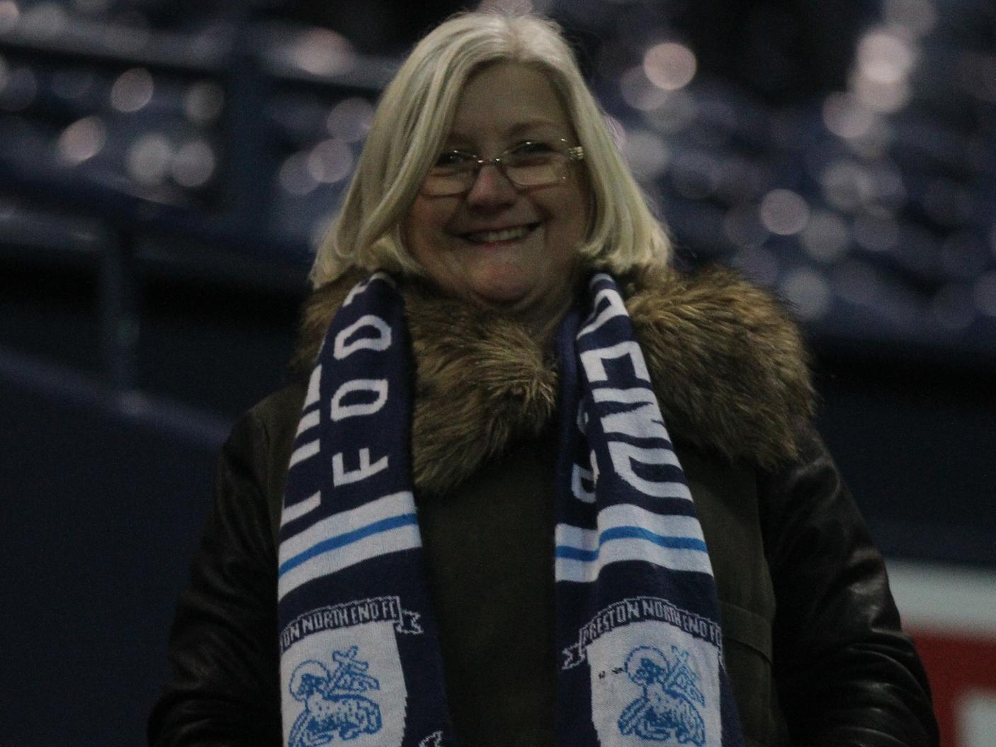 North End fans were encouraged to bring their scarves last night for when the team came out and this PNE fan obliged.