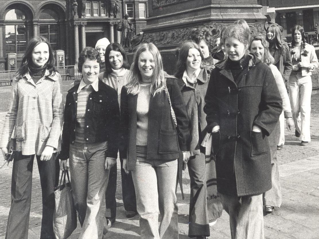 We have no idea what these smiling young ladies were doing at City Square in the spring of 1974. Do you recognise anyone?