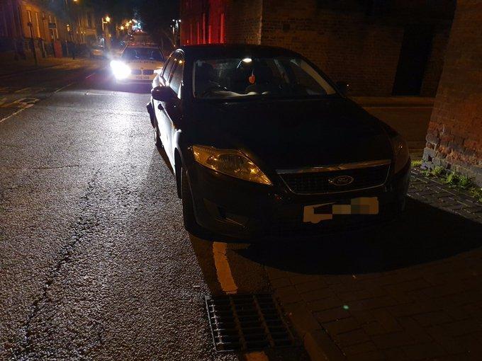 This vehicle came to the attention of #HO51 upon leaving Preston police station at start of night duty due to rear bumper hanging off. Driver stated he had just bought the car, but hadn't insured it yet