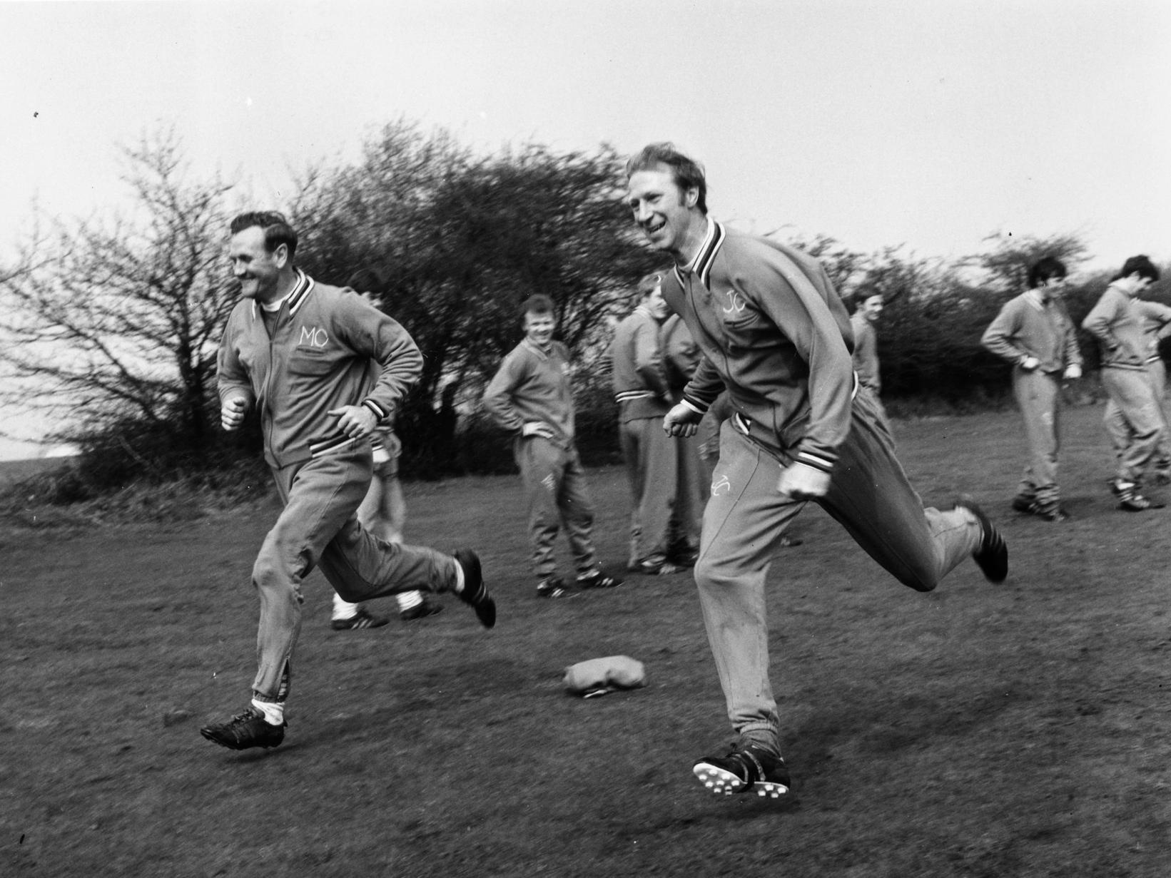 Don Revie training with Jack Charlton.