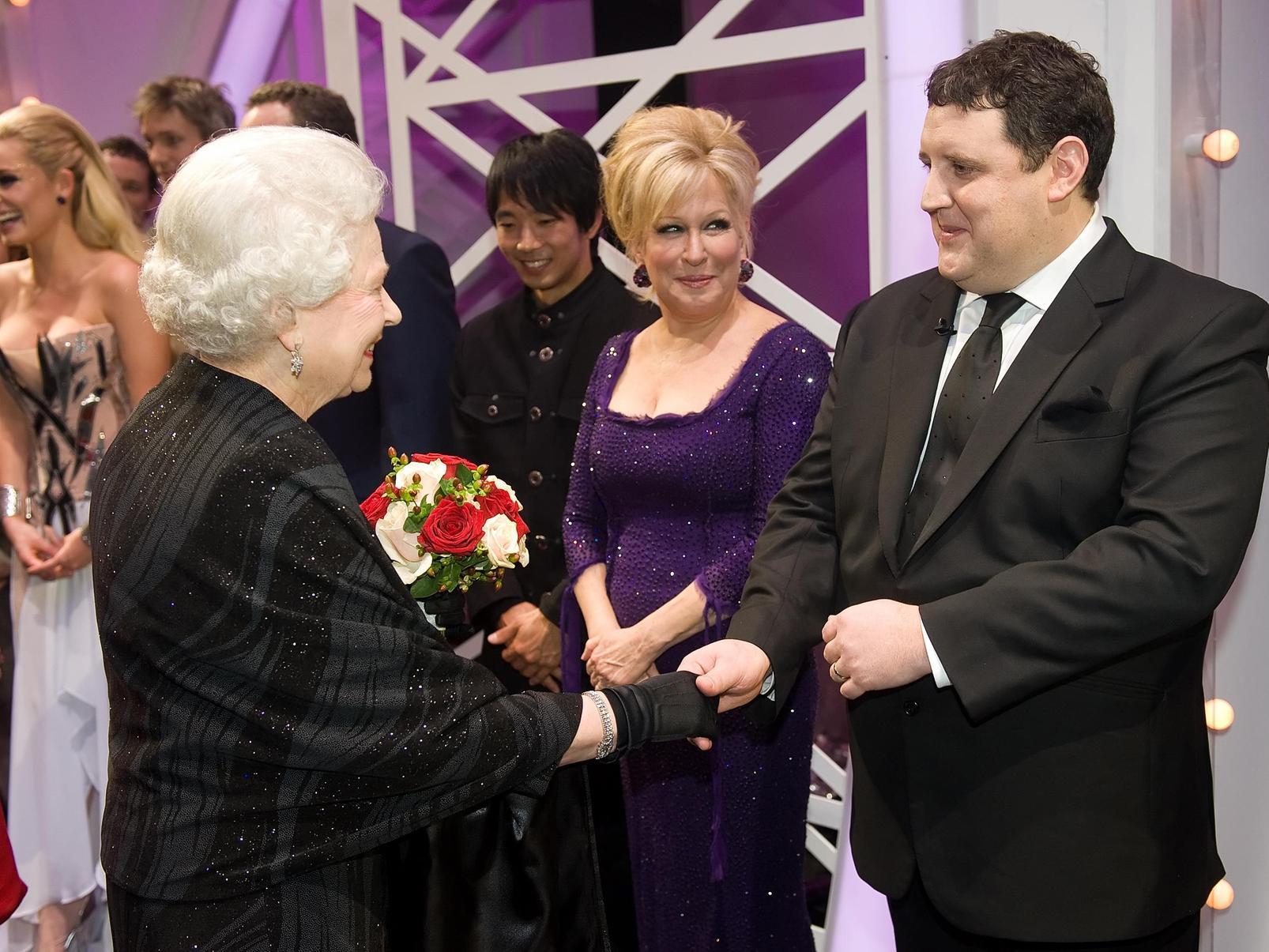 Peter Kay and Bette Midler meet Her Majesty the Queen