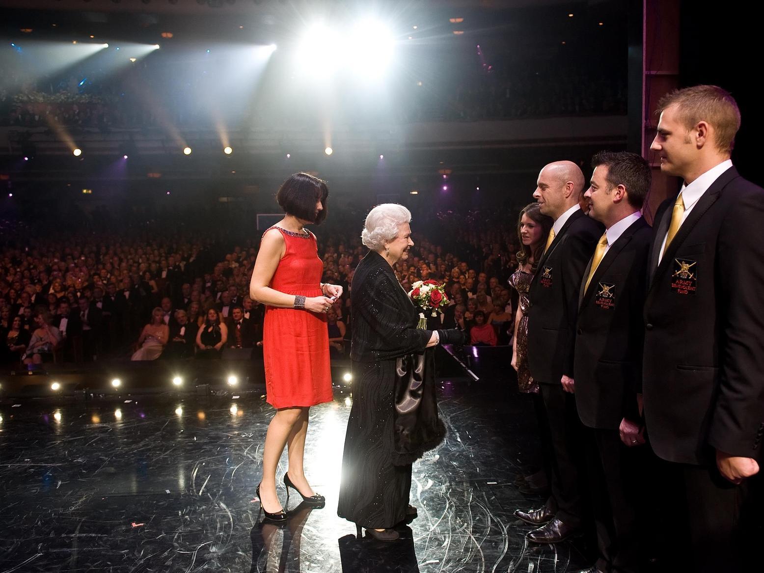The Queen meets guests at the Royal Variety Show in 2009