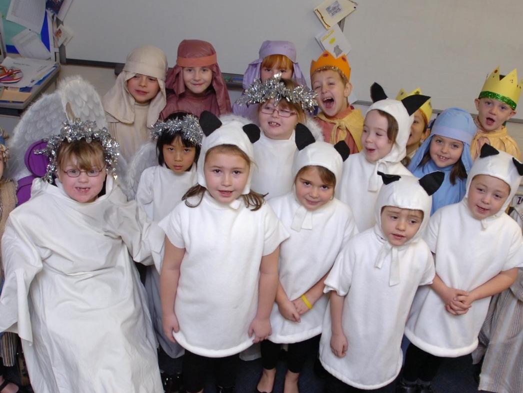 Pupils dressed up ready for their Christmas performance in 2011.