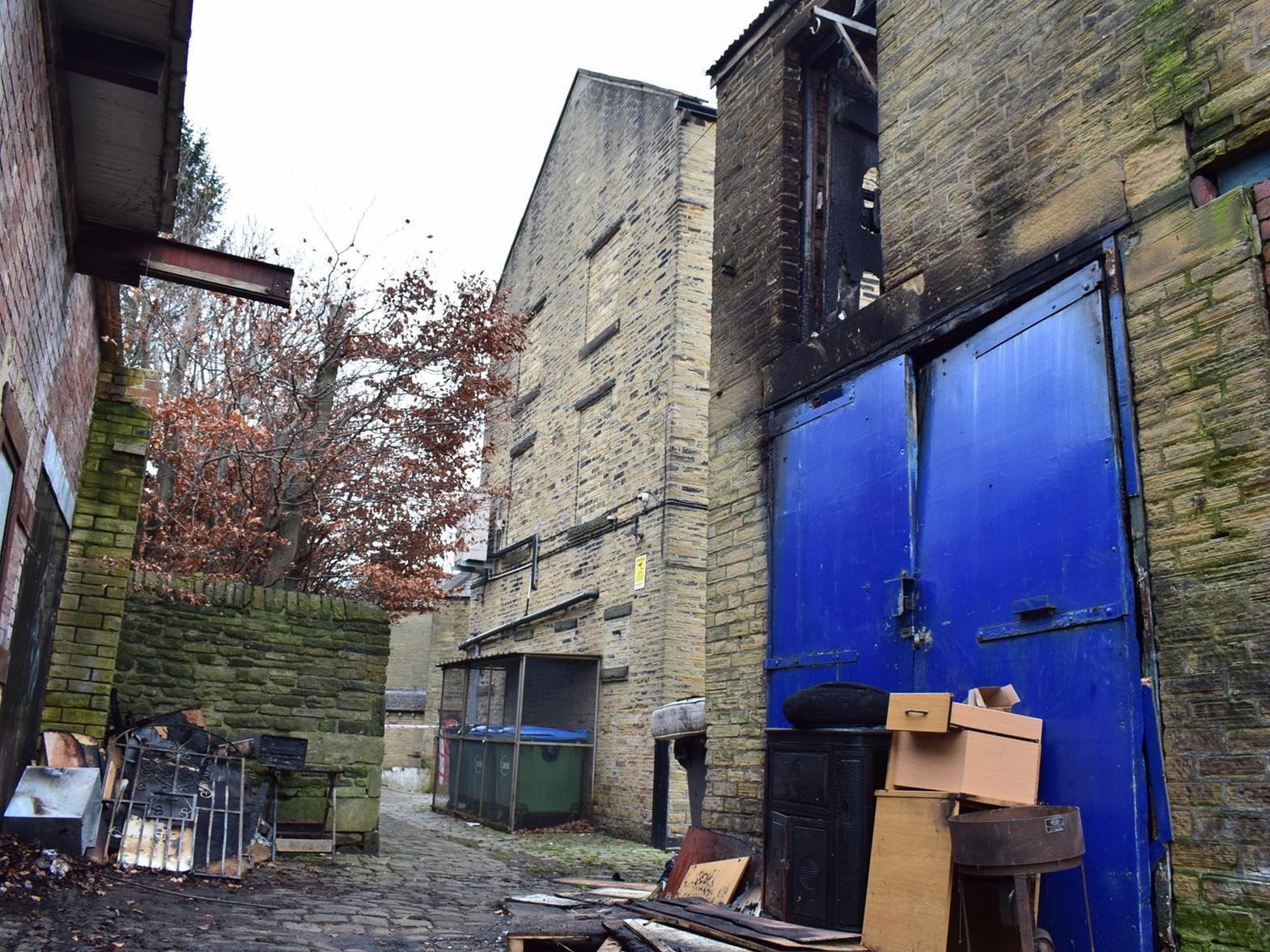 Damage caused to the building after a fire in Clare Road, Halifax