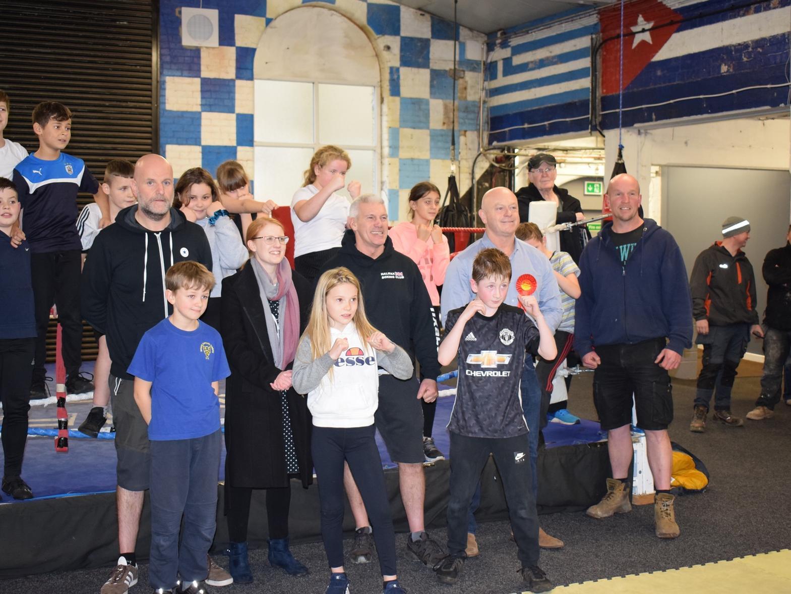 The team at the boxing club, Ms Lynch and Mr Kemp take time to pose for a couple of snaps