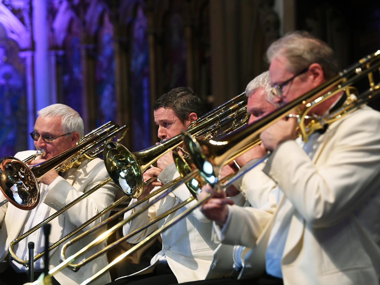 The Yorkshire Evening Post brass band led the congregation in singing carols