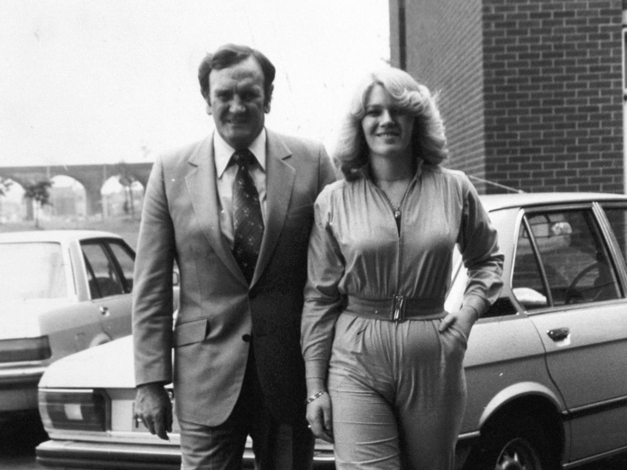 Don Revie escorts his daughter Kim to the YTV studios on Kirkstall Road where she was interviewed about her recently-released first pop record, It's Come Back Again.