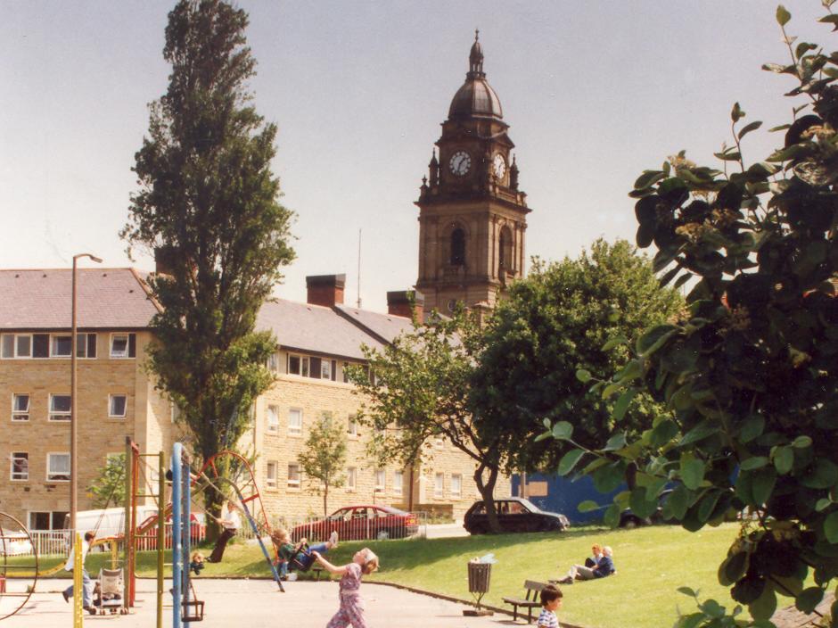 Morley park and town hall.