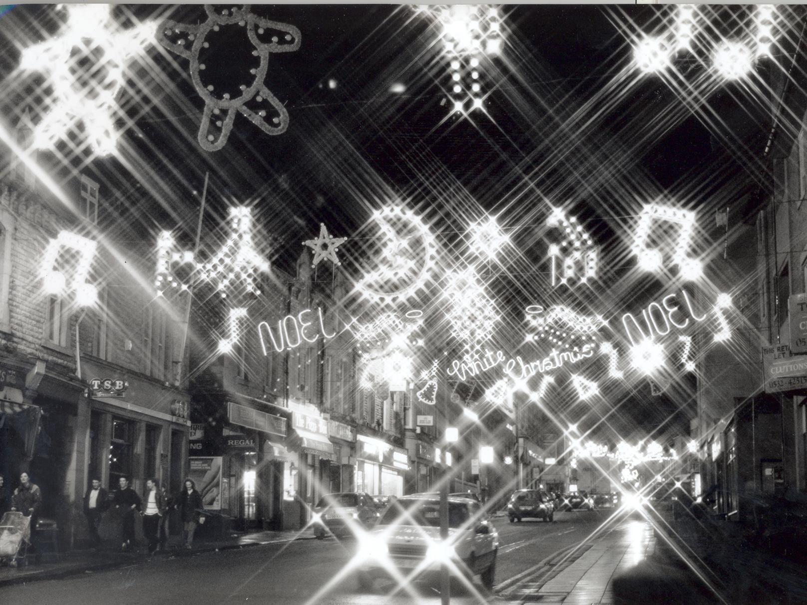 The Christmas illuminations on Queen Street. Kathryn Apanowicz, a former Eastenders star who played Dirty Den's girlfriend, and Bill Waddington, cantankerous caretaker Percy Sugden in Corrie, did the honours.