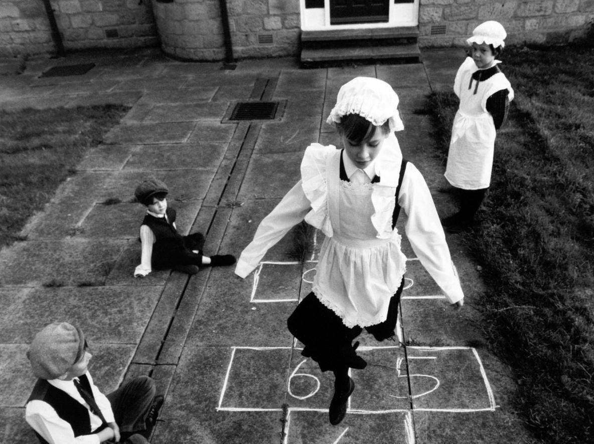 Pupils at Hunslet St. Mary's Primary enjoyed a game of hopscotch as they celebrated the school's 50th anniversary. From left are Matthew Laycock, Michael Graham Sarah Howard and Suzanne Hullah.