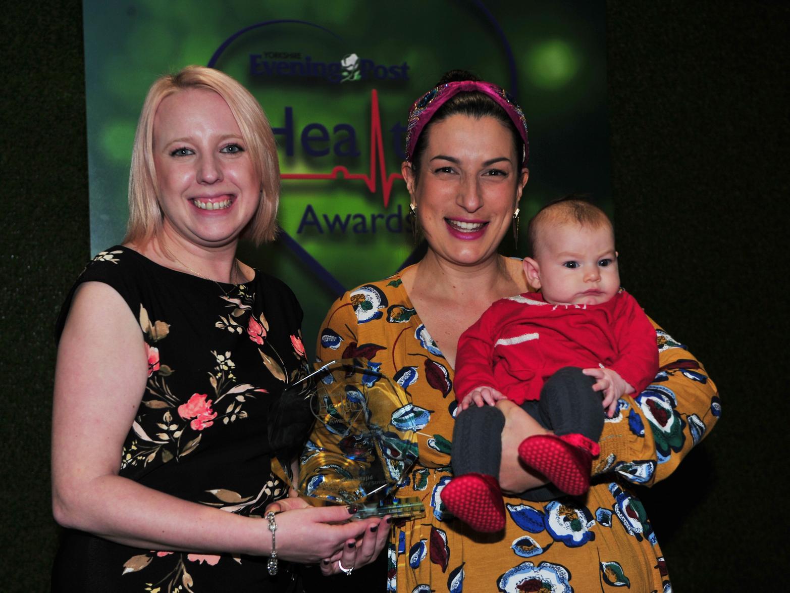 Yorkshire Evening Post editor Laura Collins congratulates Midwife of the Year Nada Abdul-Majid, of the Haamla Service and the City of Sanctuary Maternity Stream.