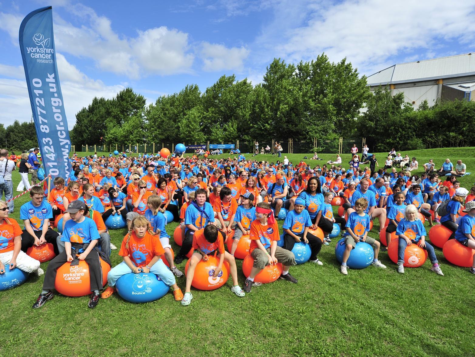 The largest space hopper race was achieved by 771 participants at an event organised by Yorkshire Cancer Research, Weston Park Hospital Cancer Charity and Cavendish Cancer Care (all UK) at the Don Valley Grass Bowl in Sheffield, England, UK, on 25 July 2010.
