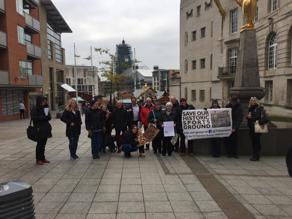 Campaigners outside Leeds Civic Hall.