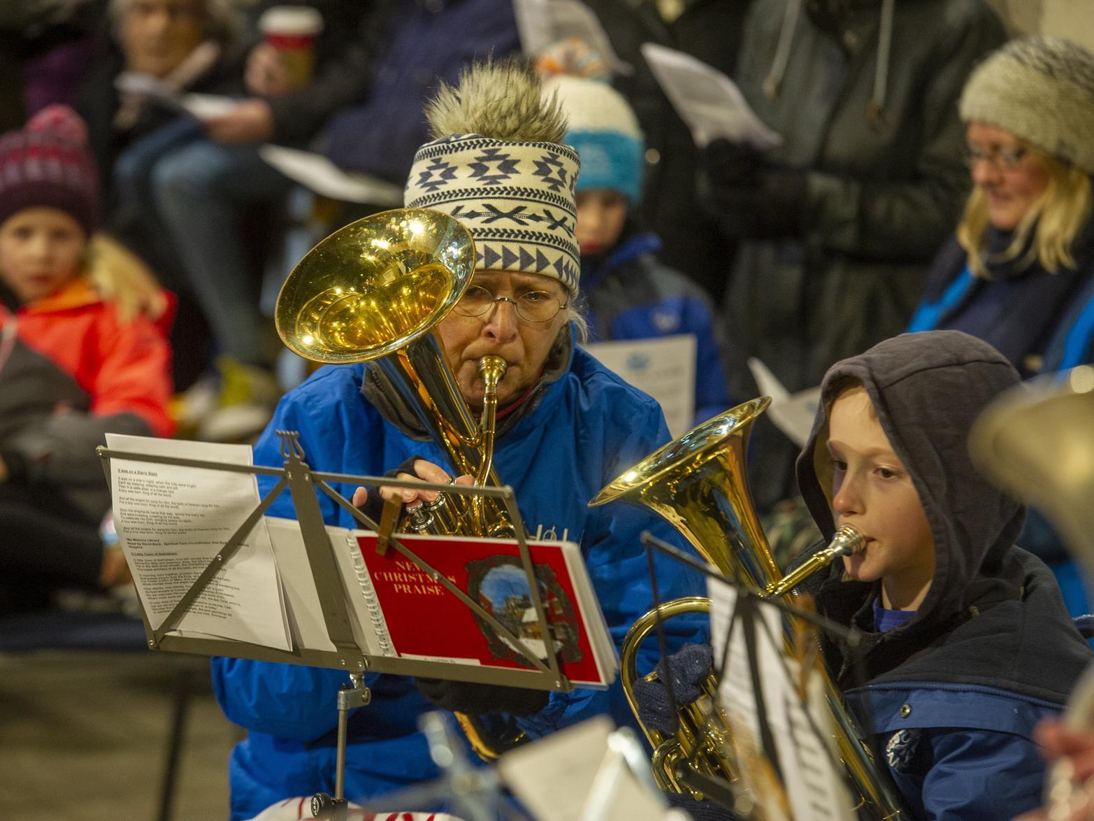 The band performing carols at the Light Up A Life service in The Light. Photo: Tony Johnson.