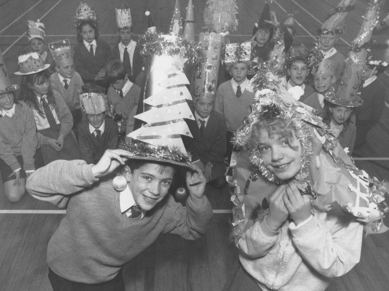 Pictured are Northstead pupils with their fancy Christmas hats back in December 1997. At the front striking a pose are Ryan Smith, left, and Samantha Wilton.
