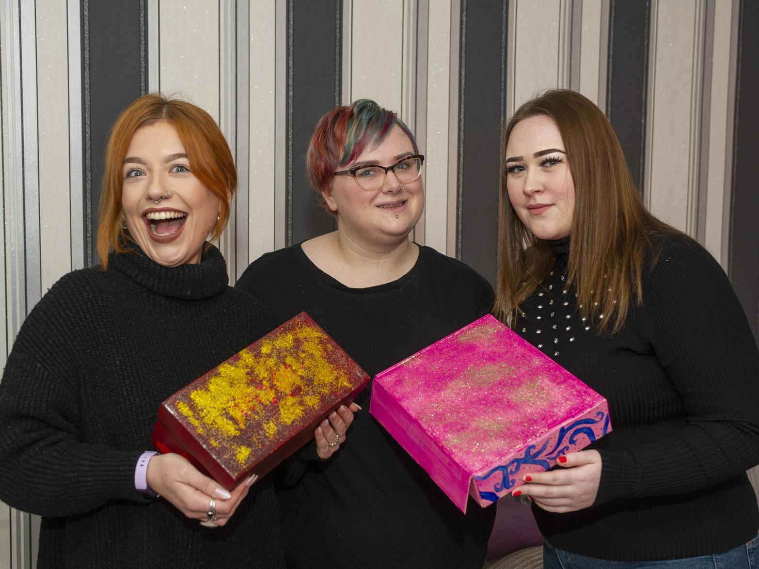 Happy Box Project: Pictured (from l to r) are  Chloe Regan, Rosie Jacobs and Jade Richards.