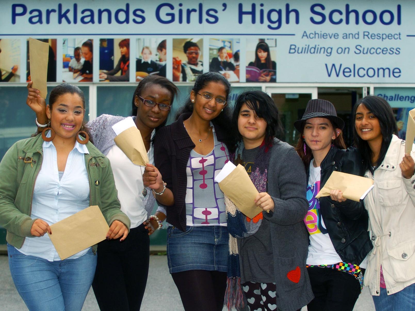 These students celebrate their A level results. From left, Ana Baptista, Suliat Ogunyinka, Meyada Ali, Nazmeen Galab, Lisa Neves and Iesha Mistry.