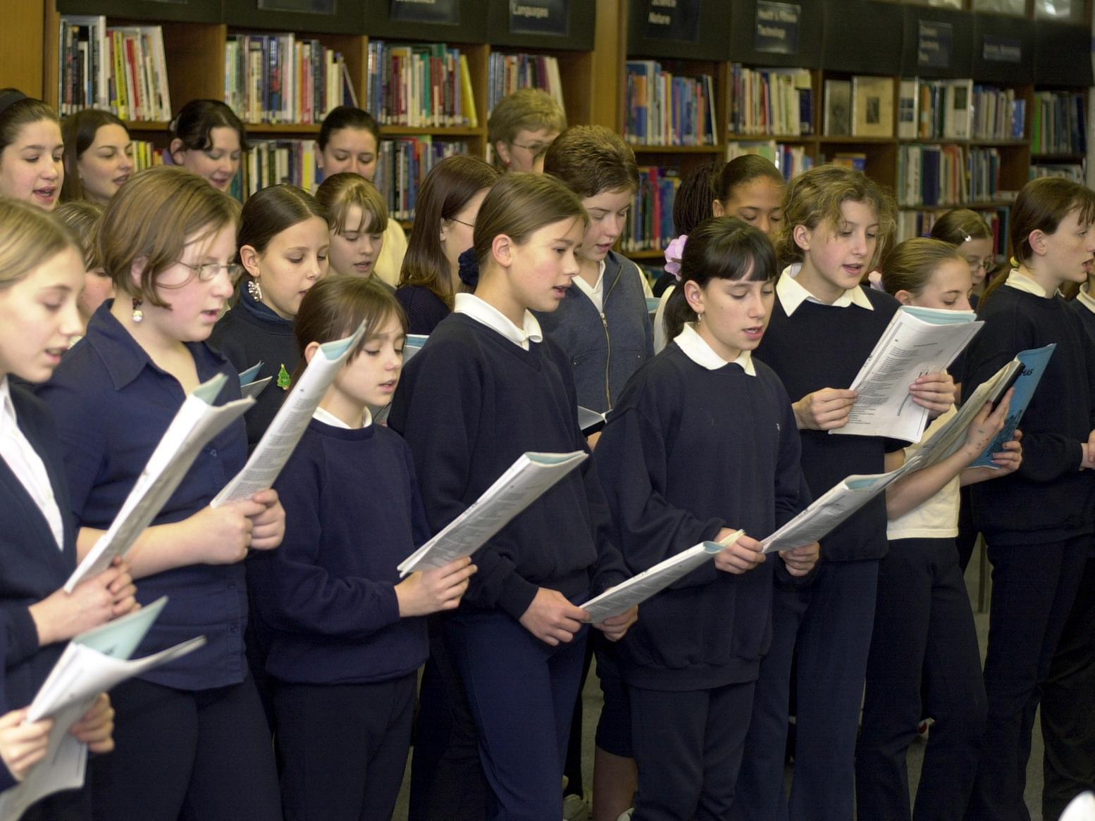 Parkland Girls' High School choir visit Seacroft Library to perform a Christmas concert.