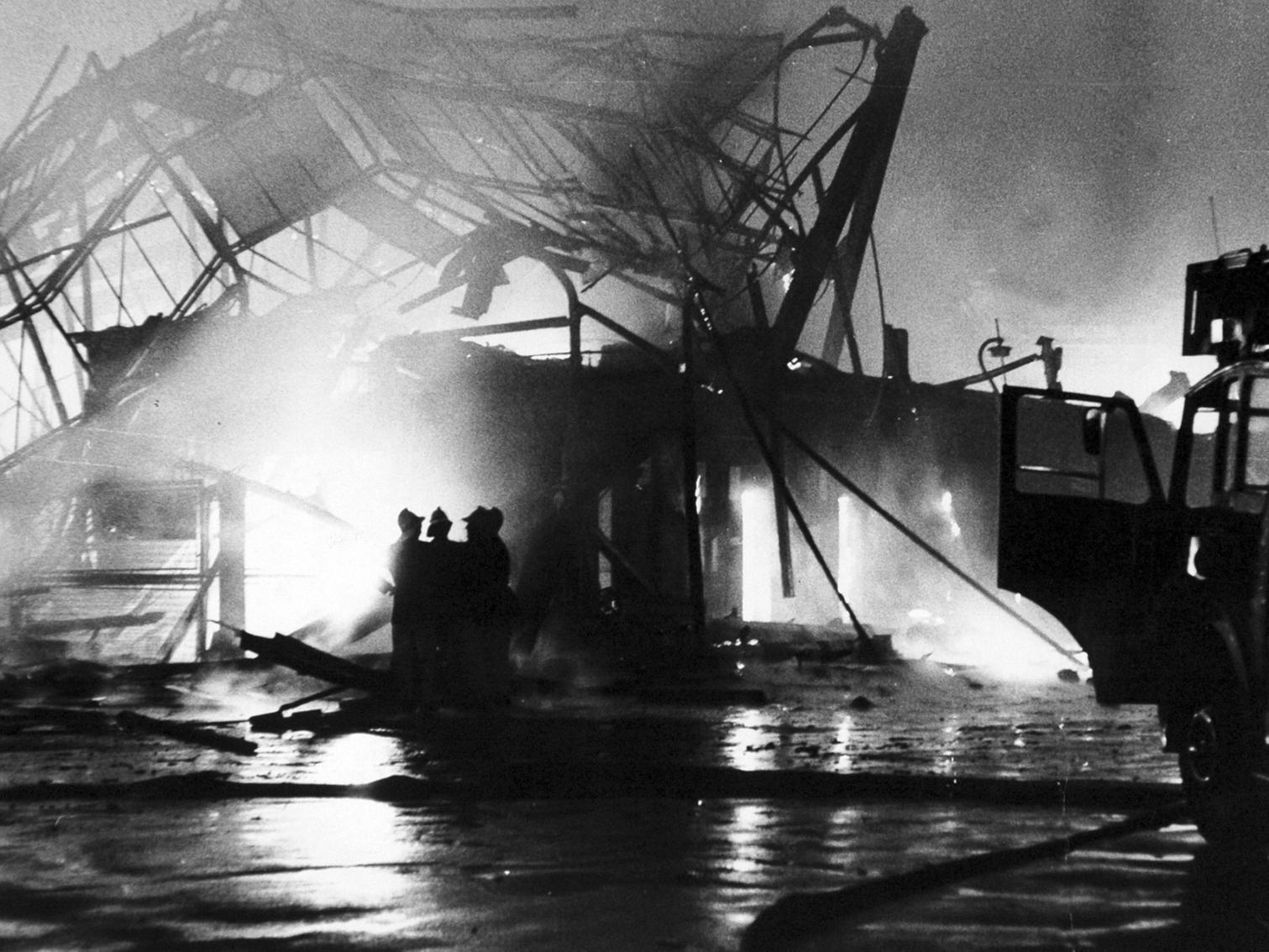 The height of the blaze, which broke out shortly after closing time.