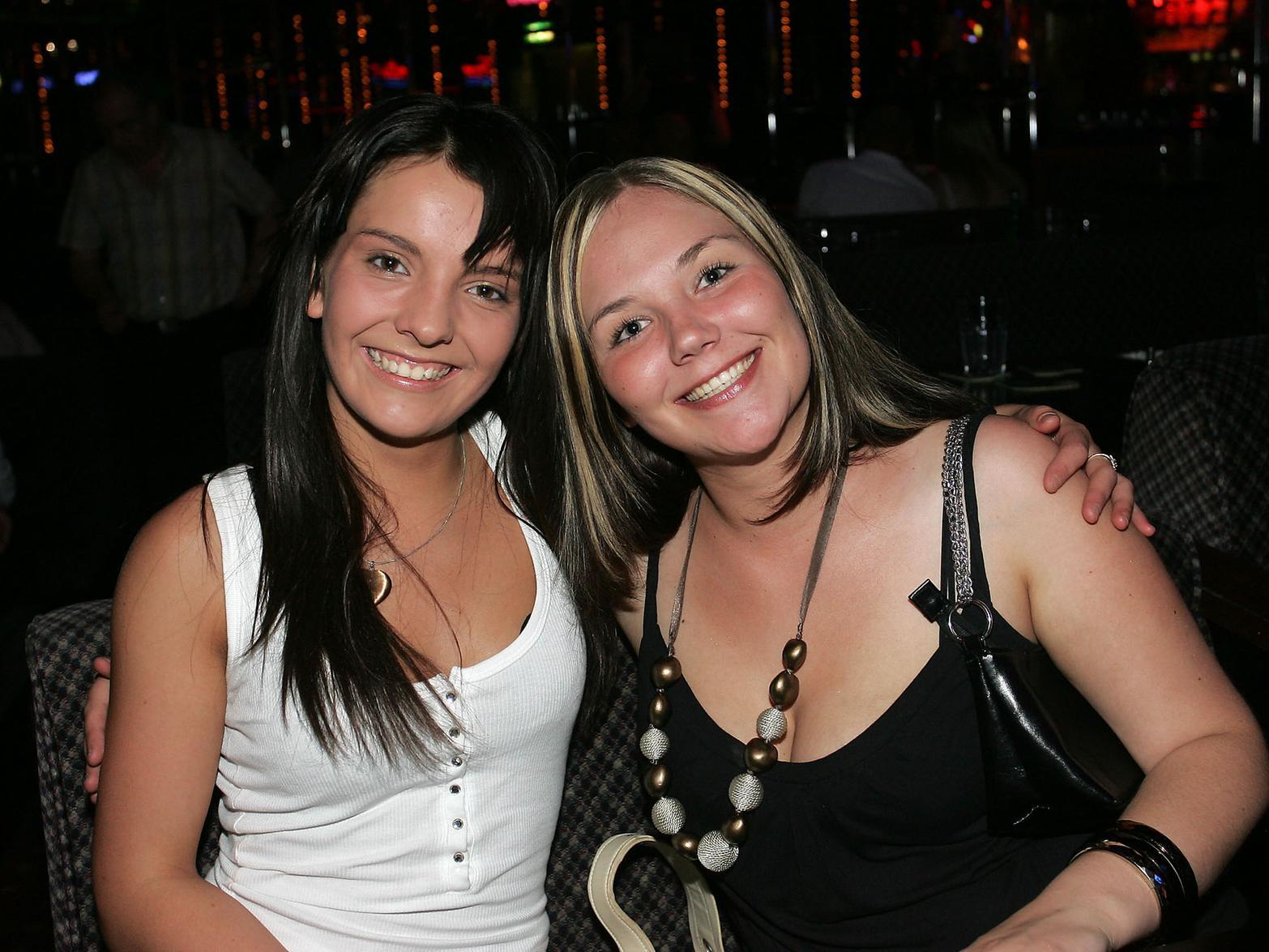 Friends Helen Lovell and Jade Thackary enjoy a night.