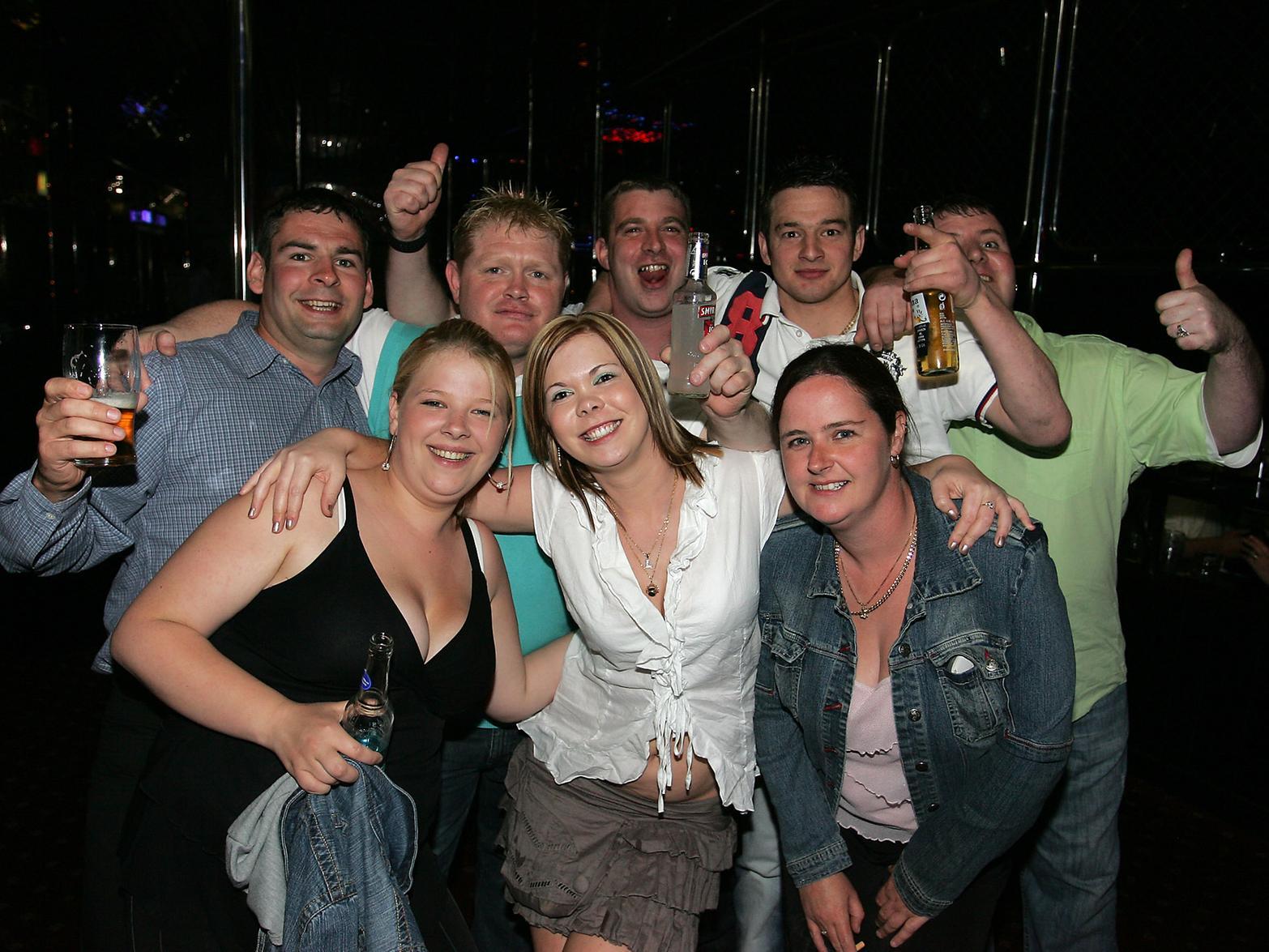 Lisa Brown (centre) enjoys her birthday party with friends at The Frontier in Batley.