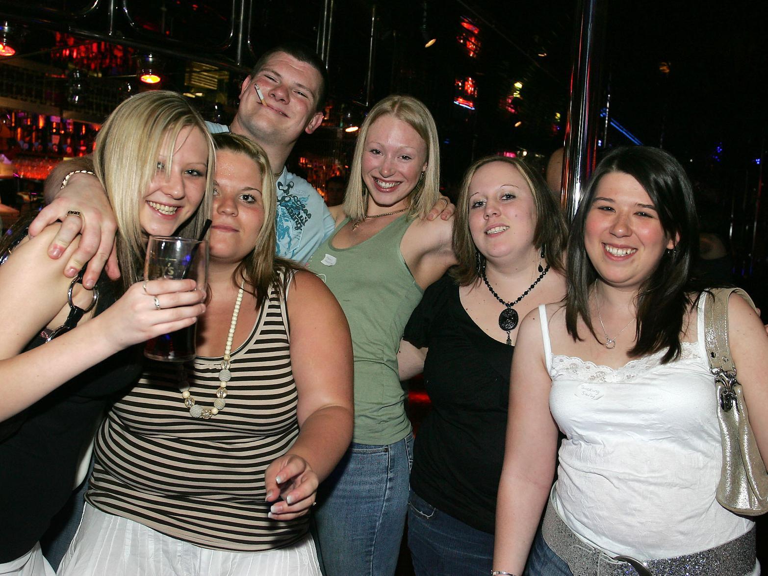Stacey Phillips (centre) celebrates her 20th birthday with friends at The Frontier in Batley.