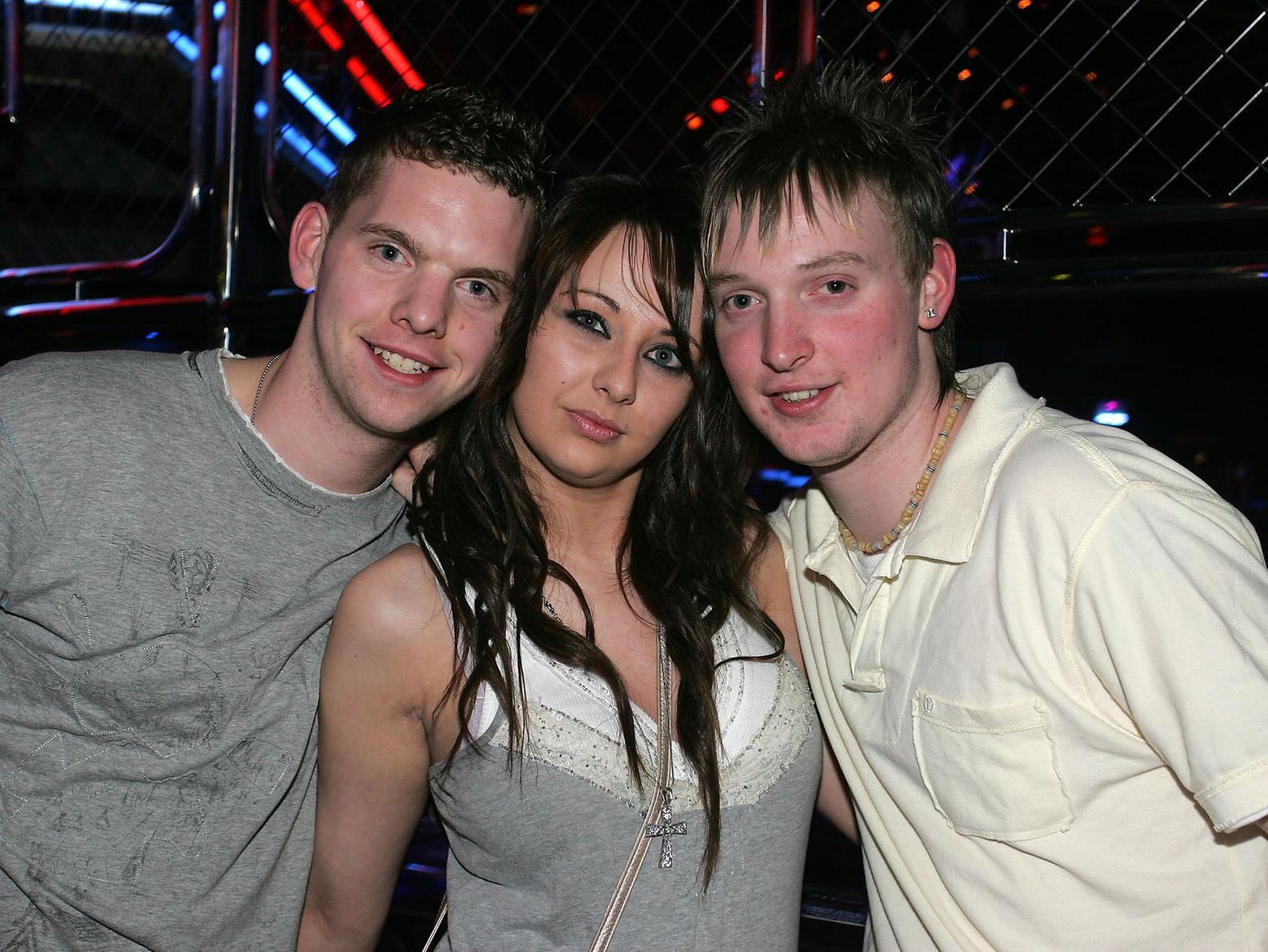 Tom Burns, Shelley Finningan and Richard Hirst enjoying a night out.