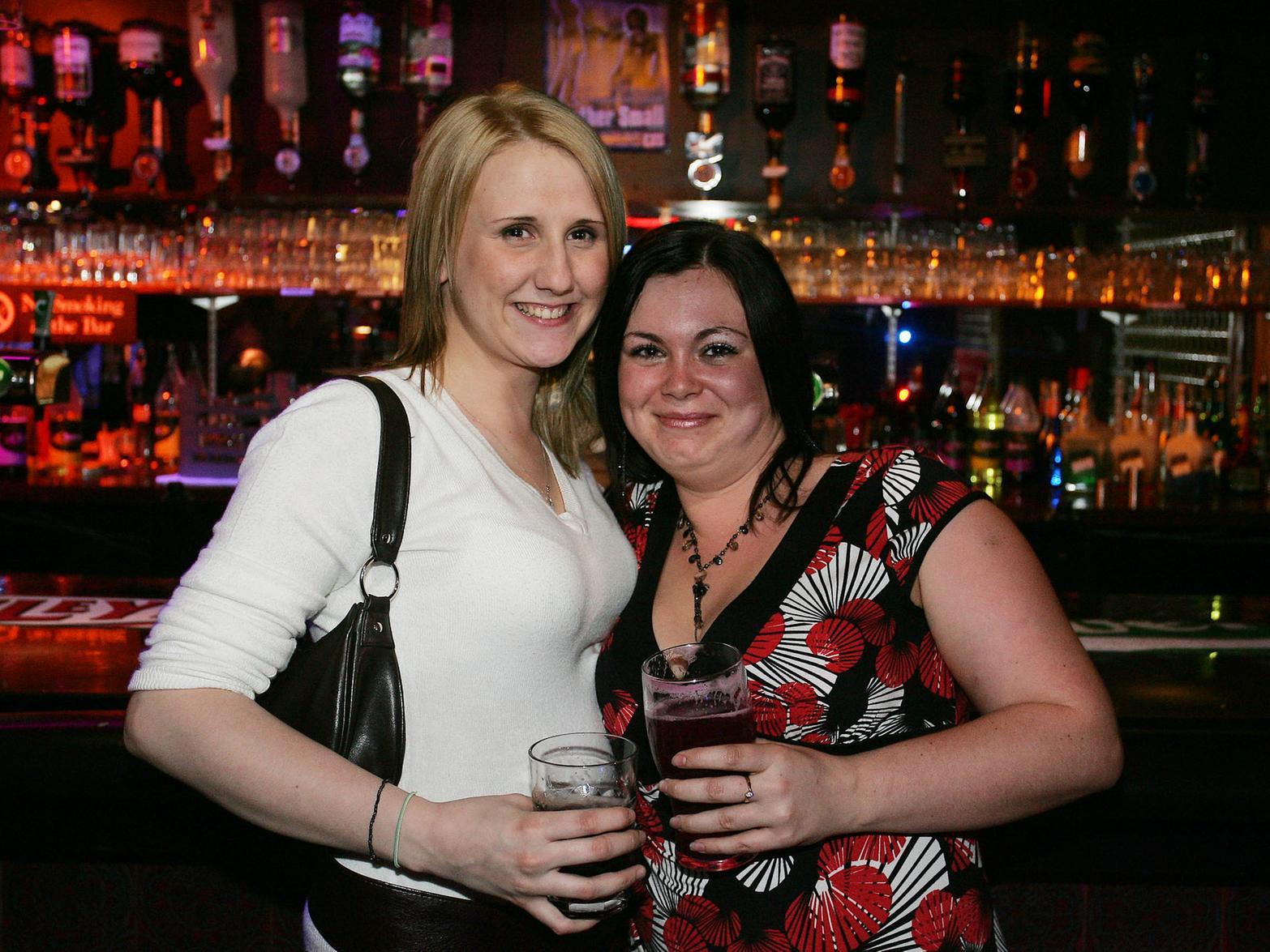 Friends Vicki Egan and Laura Carter enjoy a night out.