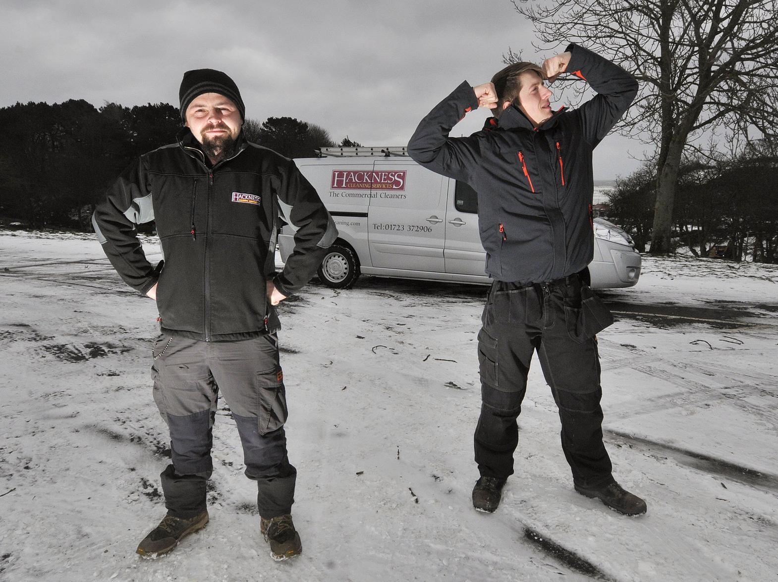 Chris Crawford and Gavin Oliver after recently rescuing a lady from her snow trapped car in 2018.