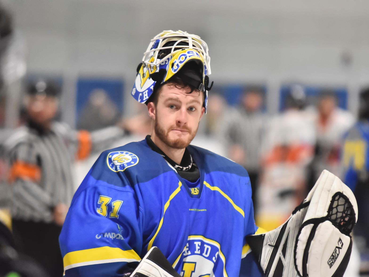 ON SONG: Goaltender Sam Gospel gave his team a chance to win on both nights in Basingstoke, turning away 81 of 85 shots on his net. Picture courtesy of Steve Brodie.