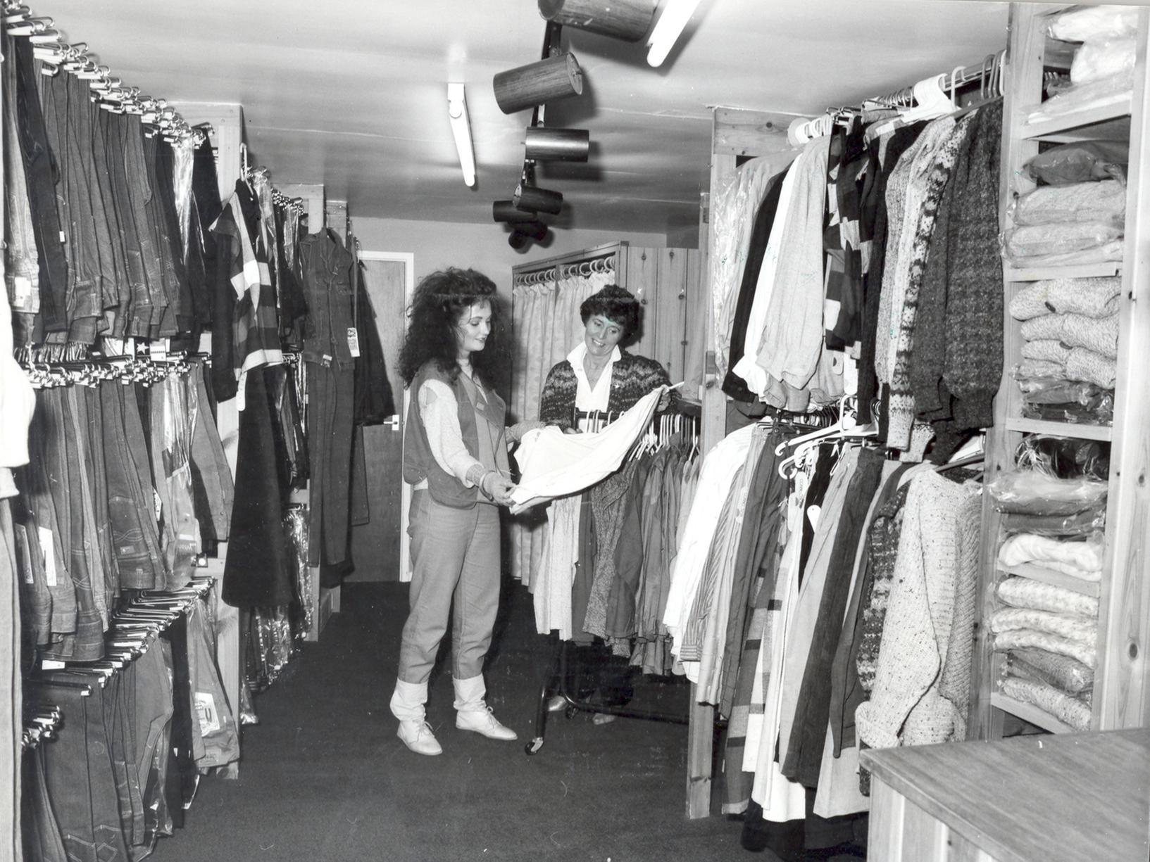Fashionistas in Horsforth were shopping at Pants Corner in the early 1980s.