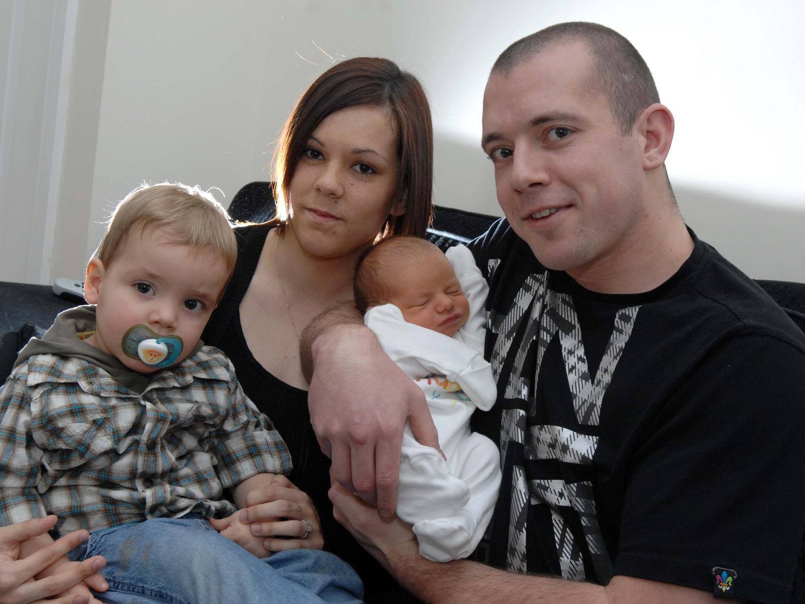 Andrew Allen with partner Hayley Woodvine and 2009 Christmas Day baby Kayden. Their other son, two-year-old Dylan was also born on Christmas Day.