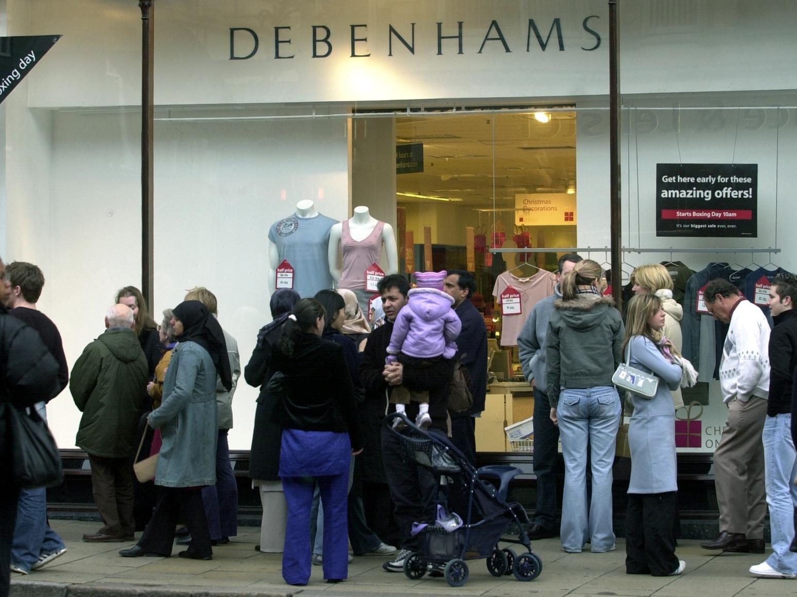 Shoppers wait outside Debenhams for the doors to open on Boxing Day 2003. Were you one of them?
