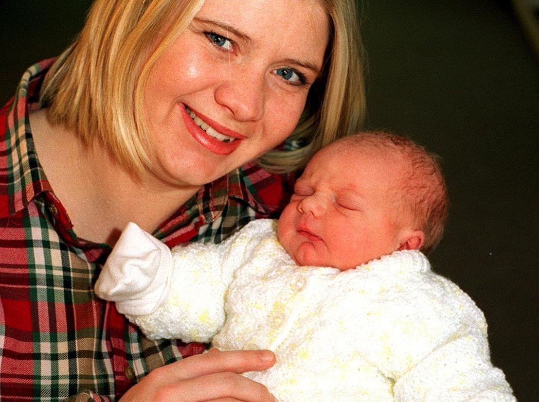 Nicola Walker with her New Year baby at the Clarendon Wing at Leeds General Infirmary.