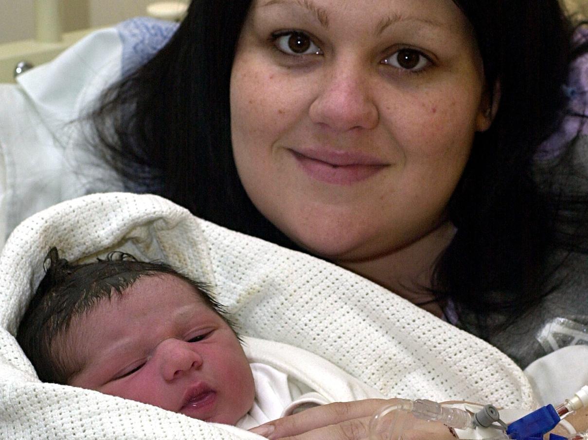 New Year baby Morgan Kevin pictured with mum Alison Coulson at Leeds General Infirmary.