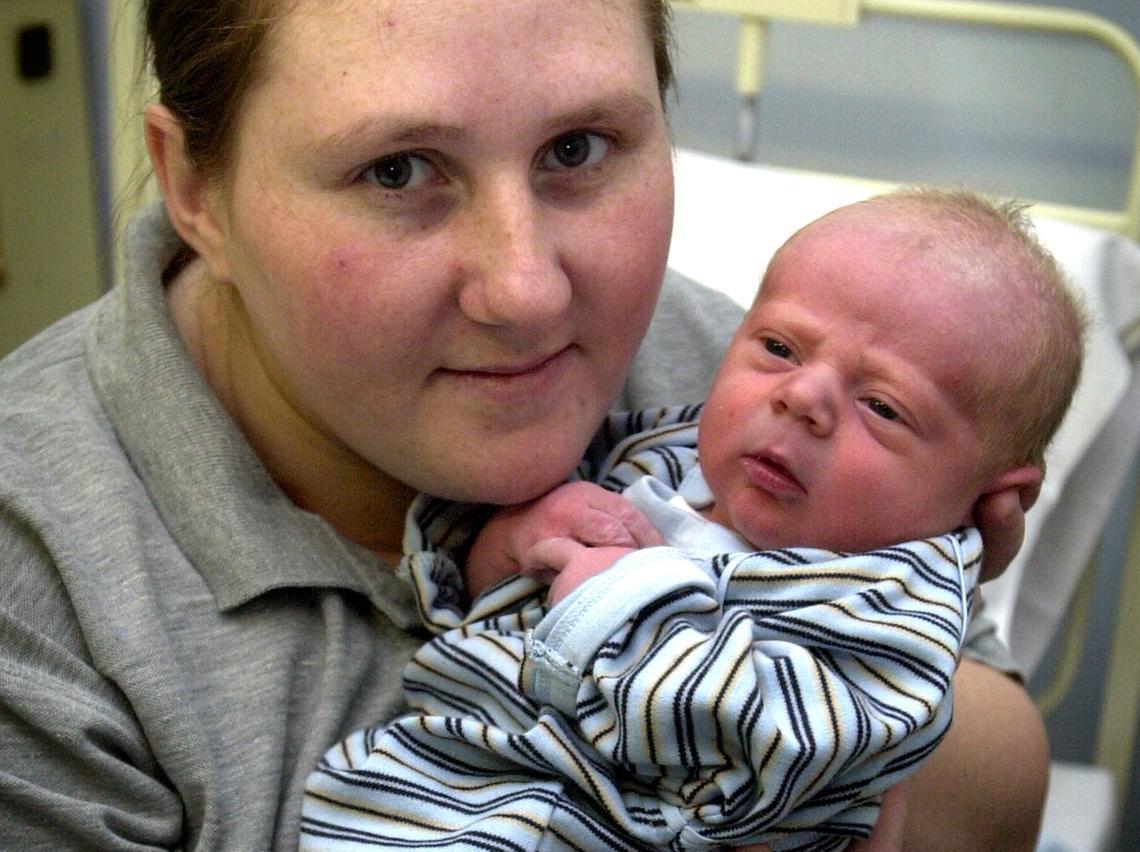 Melinda Francis with her baby boy John Francis, who was born at 1.10am at LGI weighing 7lbs 7oz.