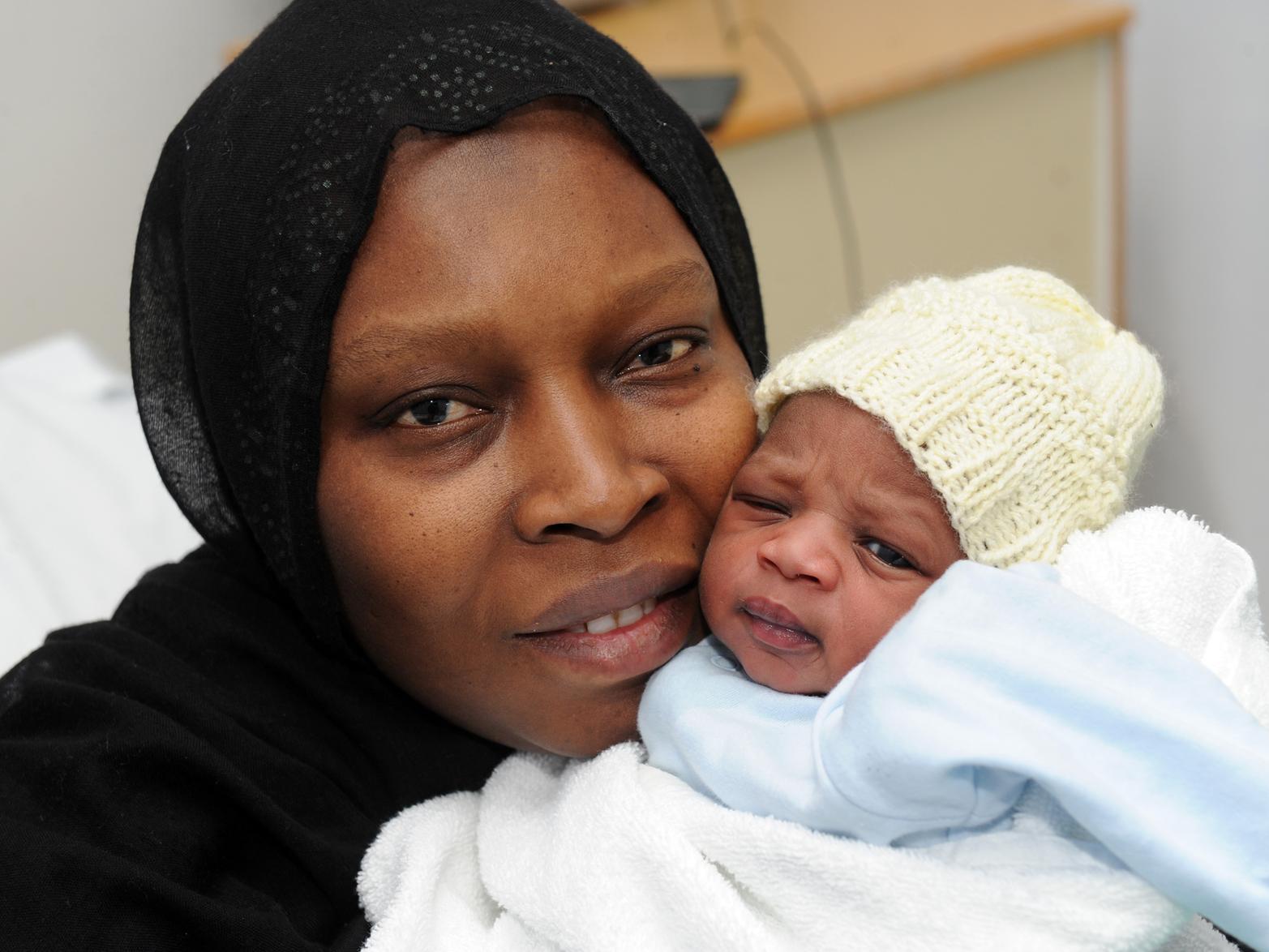 Fatoumata Drammeh with baby Essa born New Year's Day at Leeds General Infirmary.