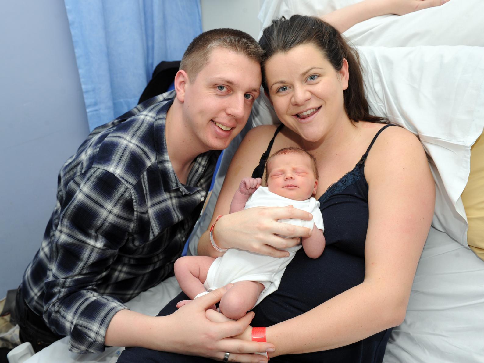 Phil Marsden and Becky Baxter with baby Erin Anne born at Leeds General Infirmary weighing 9lbs.