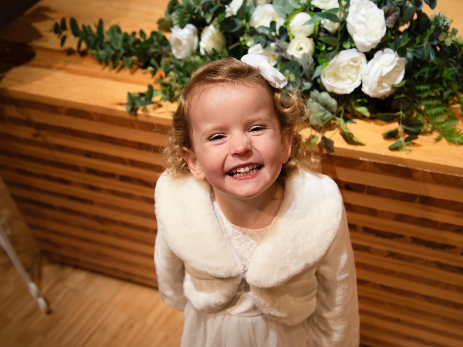 Their little girl Evelyn Grace was flower girl and she wore a beautiful dress from House of Fraser.
