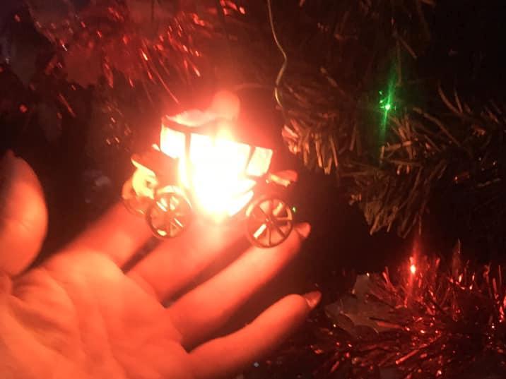 Bought for my first Xmas from my nana ; Cinderella coaches and lanterns. Still going strong 44 years later , hung on her tree until she passed away and hung on mine every year since