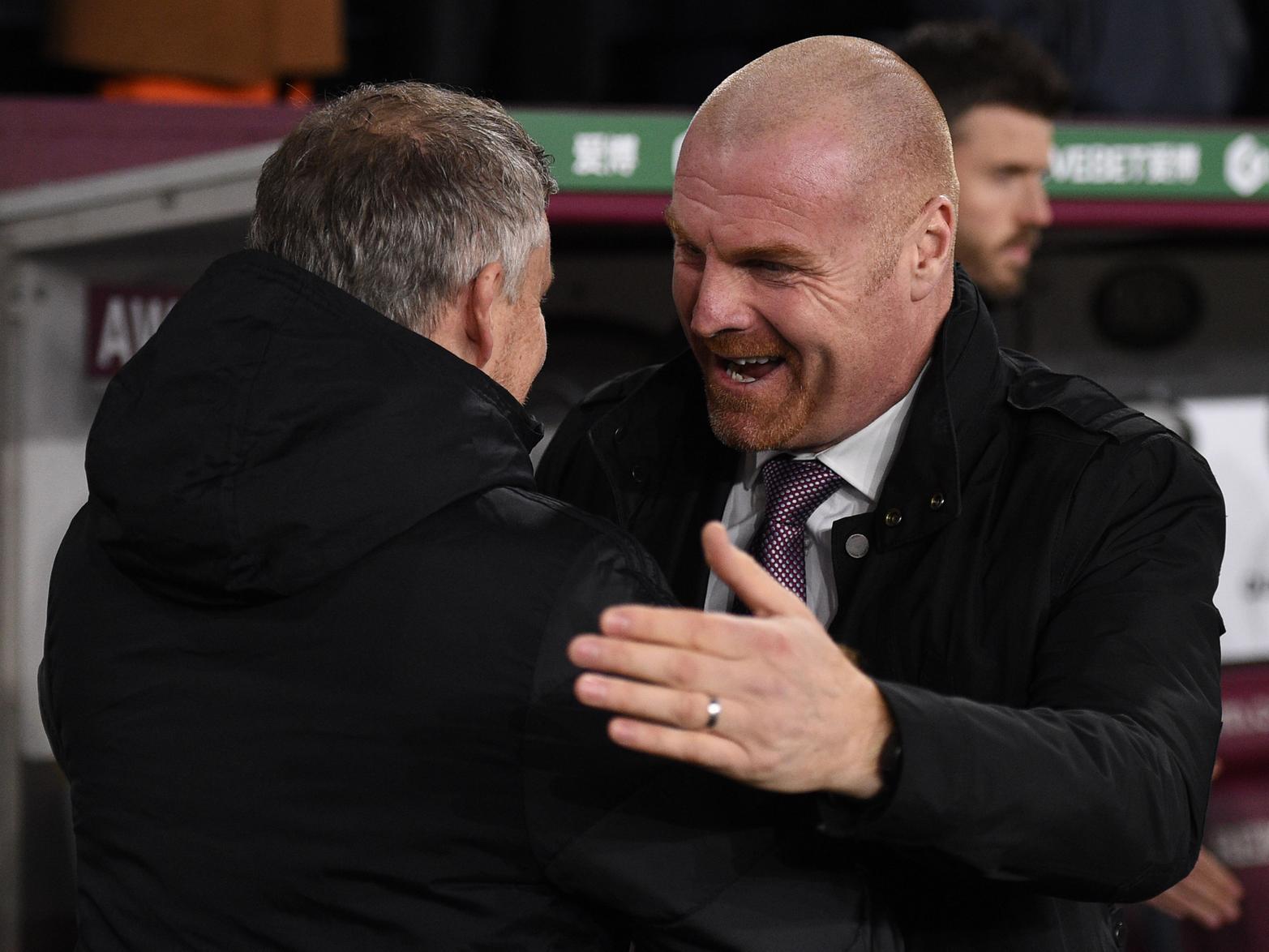 Burnley boss Sean Dyche with Manchester United manager Ole Gunnar Solskjaer
